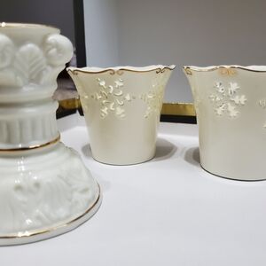 Yankee Candle Cream Holders with Gold Accents